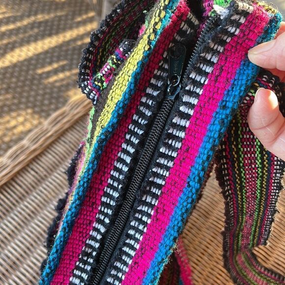 NWOT Multicolor Woven Zip Top Tote - Picture 7 of 7